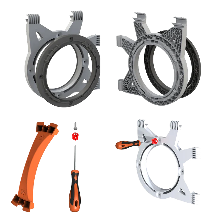 Kanalflansch Kit DF16 für 16-19mm Stangen - inkl. Cutter