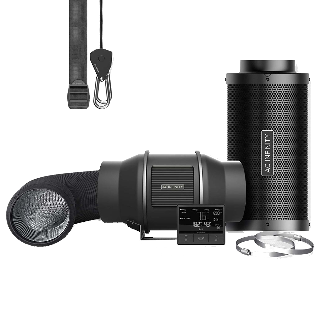 AC Infinity Luftfilter-Set PRO 150mm, Inline-Ventilator mit Smart Controller und Aktivkohlefilter - EigenGrow
