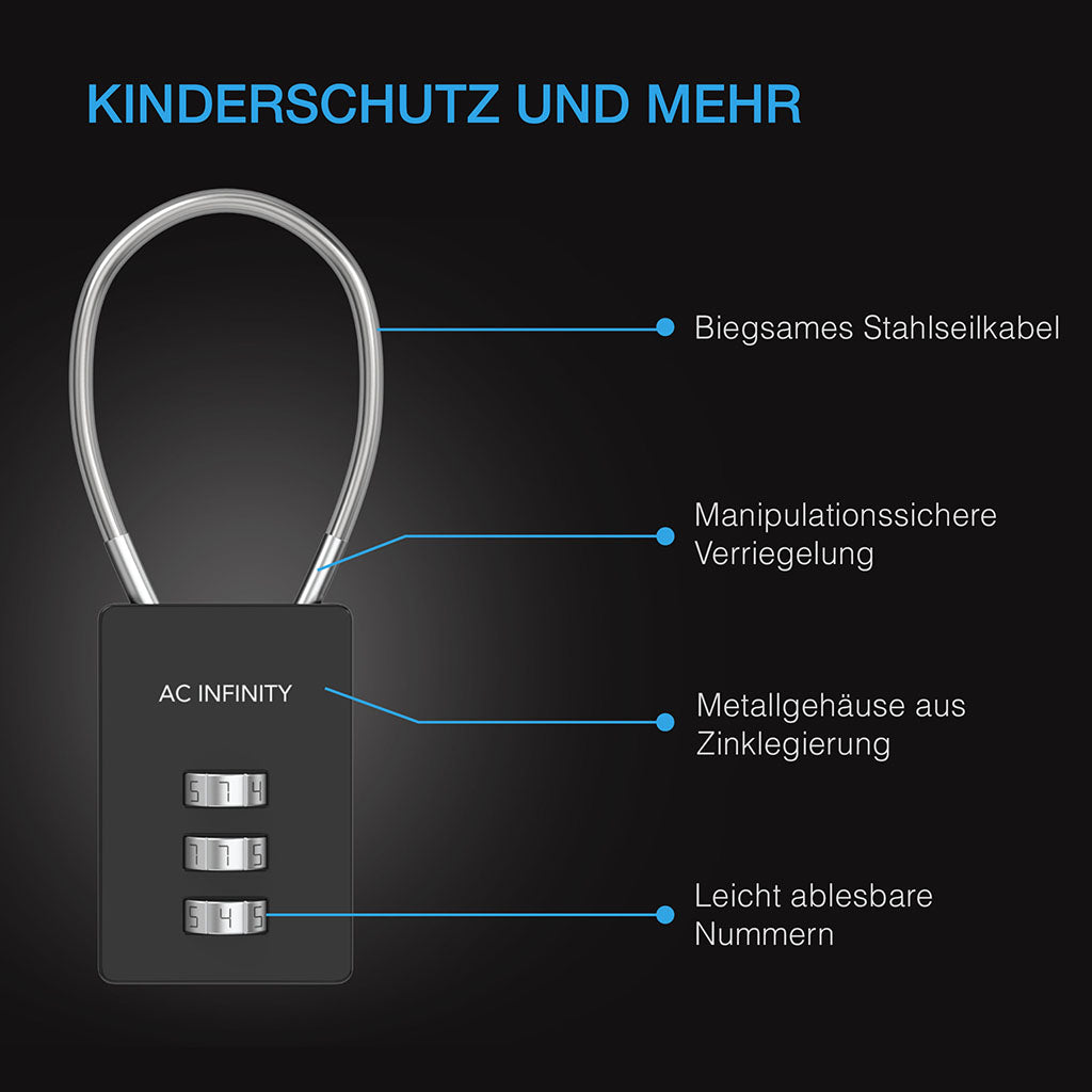 AC Infinity Kombinationsschloss, flexible Stahlkabelschlaufe, 2er-Pack - EigenGrow