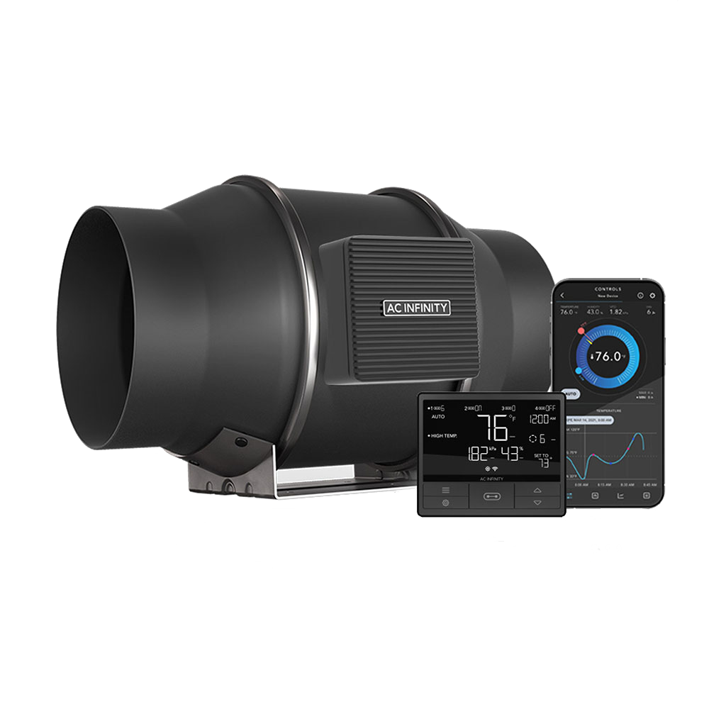 AC Infinity CLOUDLINE PRO T6, Rohrventilator mit Temperatur- und Feuchtigkeitssteuerung 150mm - EigenGrow