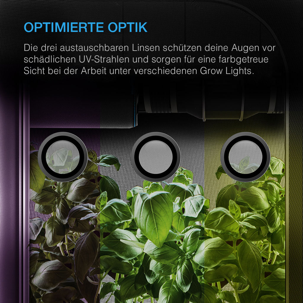 AC Infinity Growzelt LED Schutzbrille mit 3 farbkorrigierenden Linsen - EigenGrow