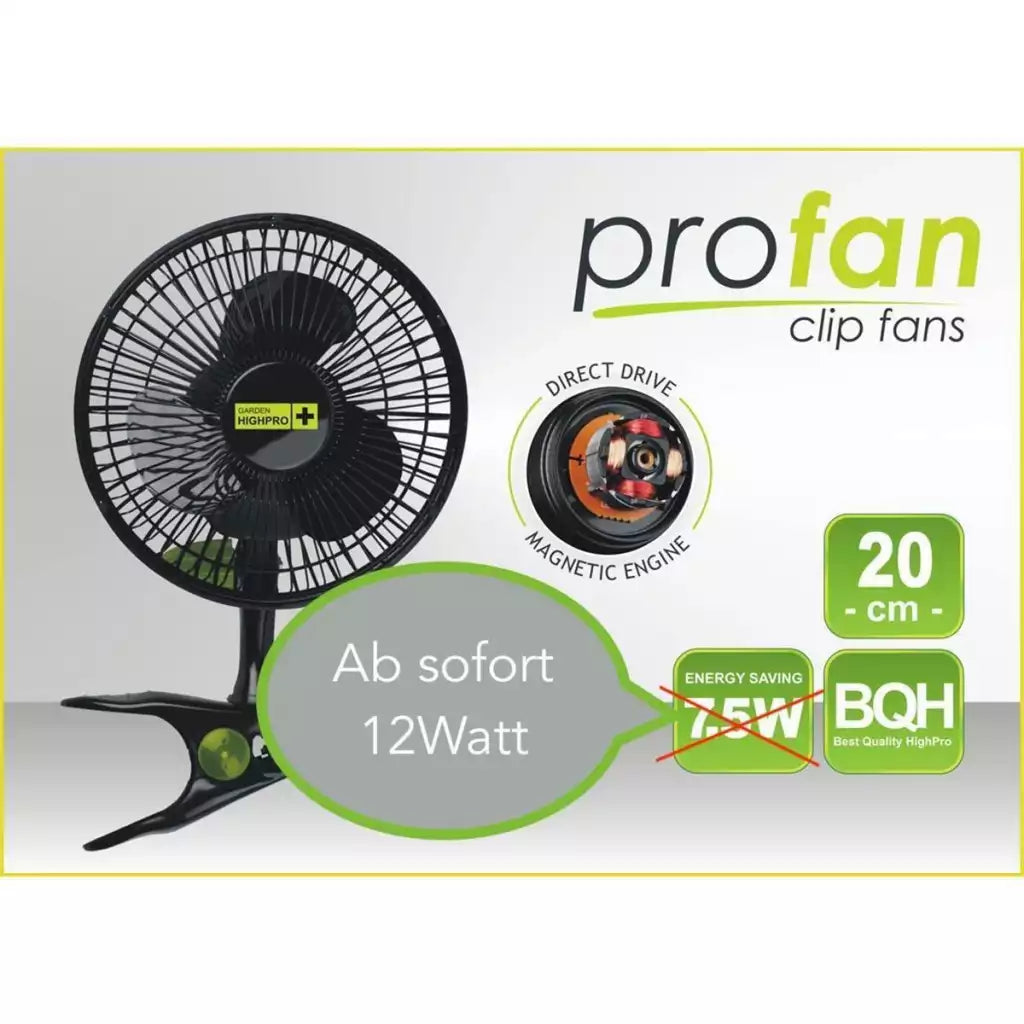 Clip Ventilator 12W Ø20cm mit Stangenclip PROFAN PROFESSIONAL Garden Highpro - EigenGrow