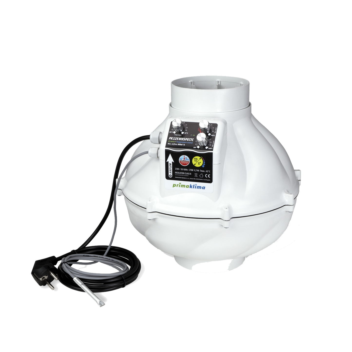 PrimaKlima Whisper 125EC-TC mit Temperatursteuerung & Sensor 800 m3/h - EigenGrow