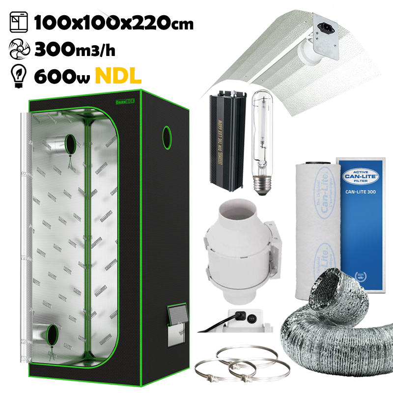 Growbox Komplettset 100x100x220cm 600w NDL 2-Stufen