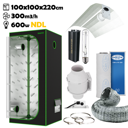 Growbox Komplettset 100x100x220cm 600w NDL 2-Stufen