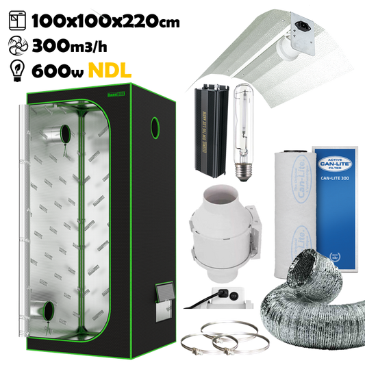 Growbox Komplettset 100x100x220cm 600w NDL 2-Stufen