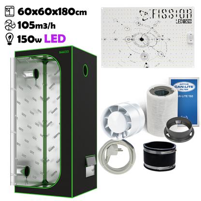 Growbox Komplettset 60x60x180cm 150w Fission LED BASIC