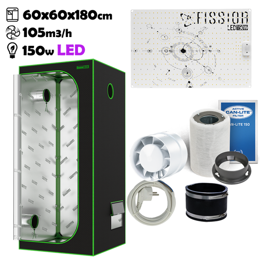 Growbox Komplettset 60x60x180cm 150w Fission LED BASIC