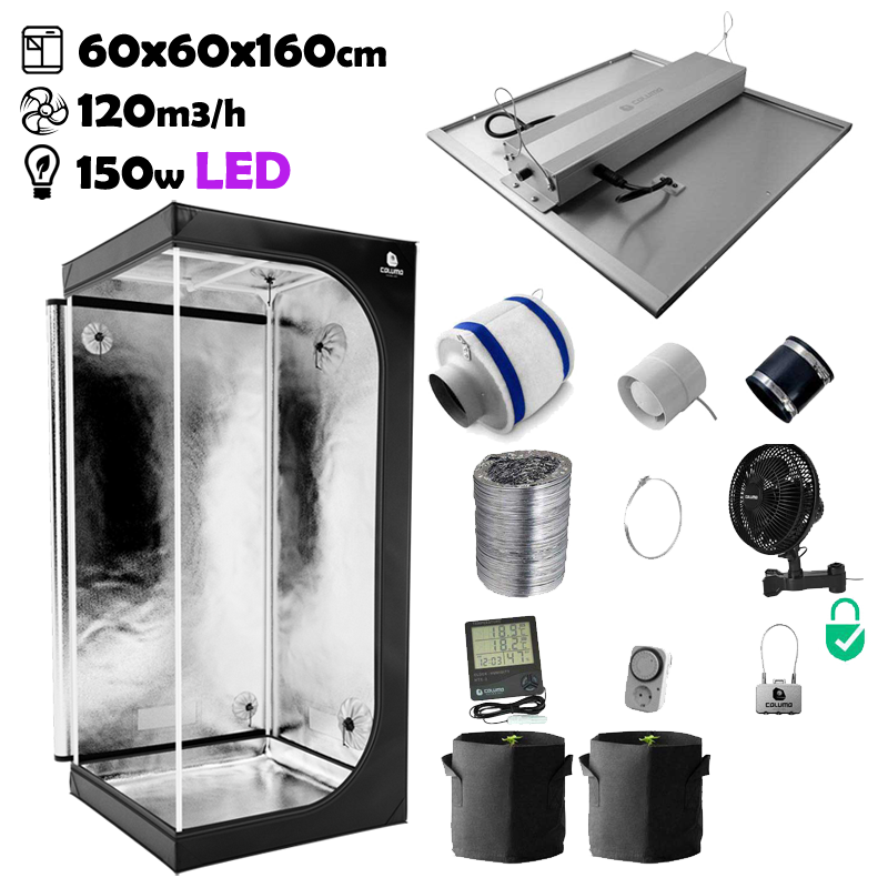 Growbox Komplettset 60x60x160cm 150w LED CALUMA