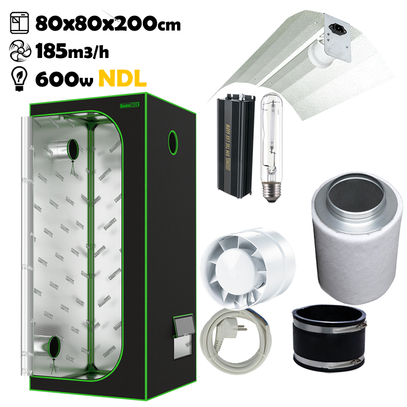 Growbox Komplettset 80x80x200cm 600w NDL BASIC