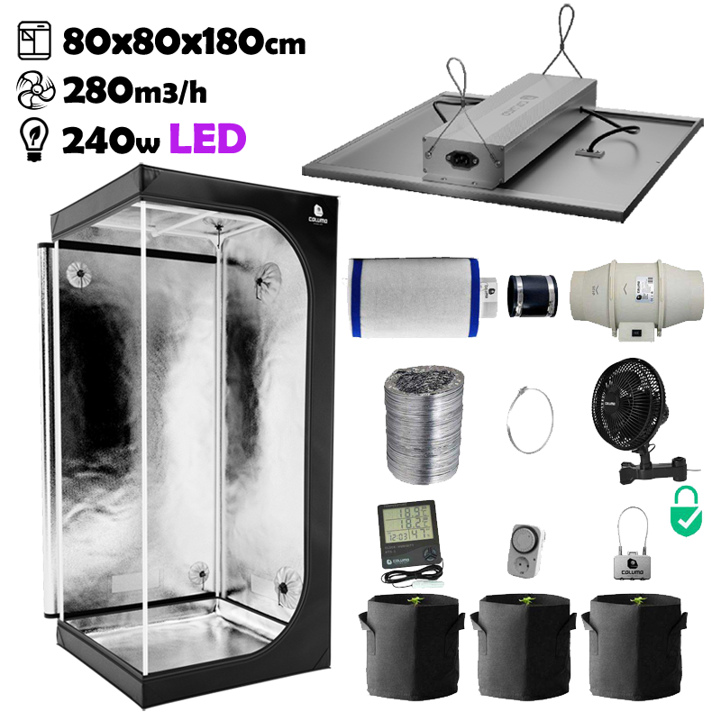 Growbox Komplettset 80x80x180cm 240w LED CALUMA