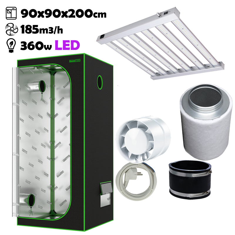 Growbox Komplettset 90x90x200cm 360w LED BASIC
