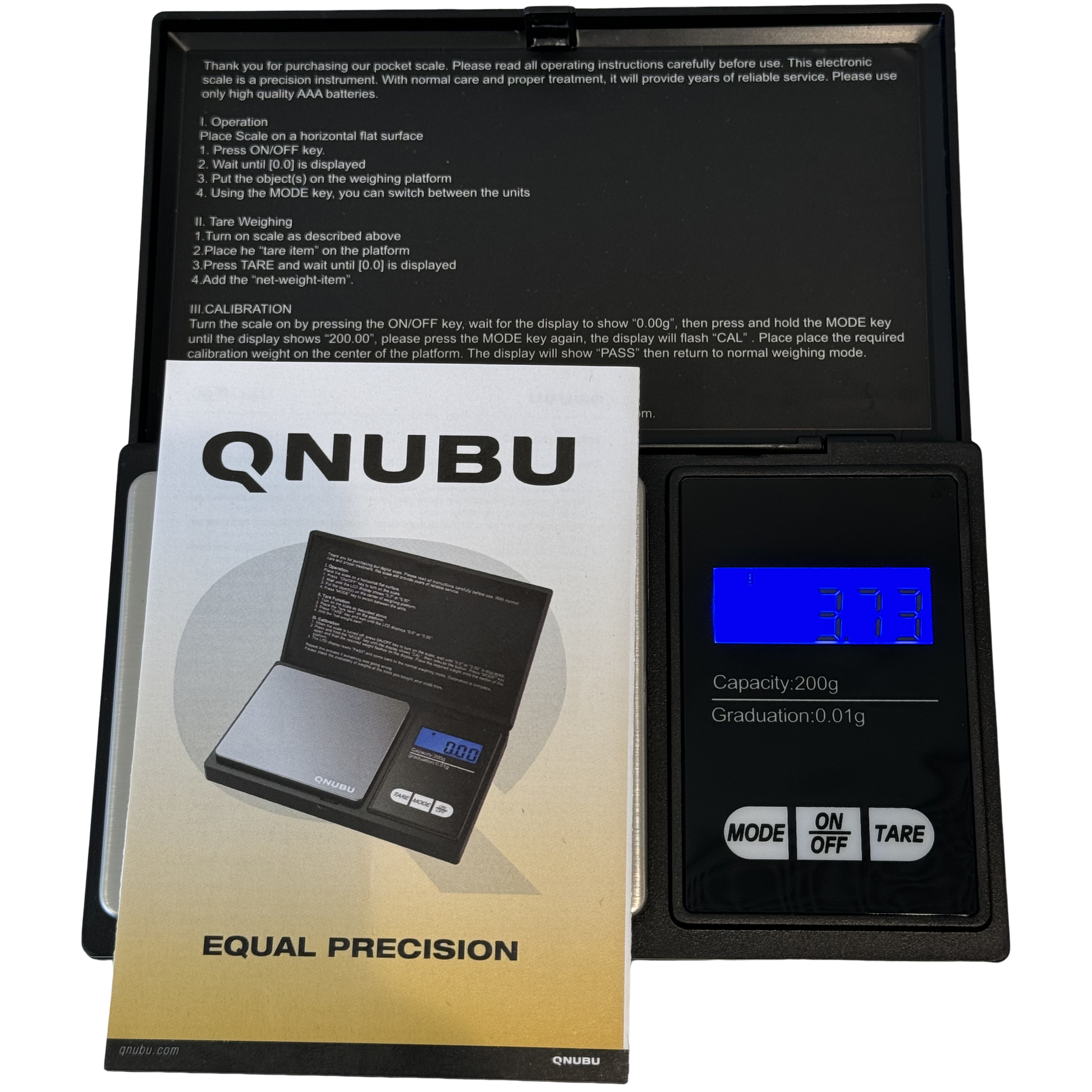 Qnubu Digitalwaage | 0,01 g – 200 g
