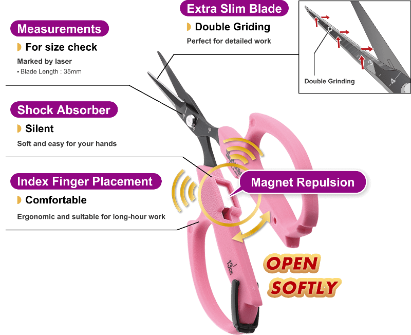 Saboten Magnetische Trimmerschere | PT-16 | Gekrümmte Klinge