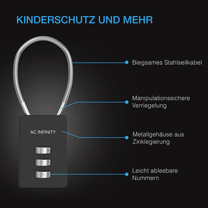 AC Infinity Kombinationsschloss, flexible Stahlkabelschlaufe, 2er-Pack - EigenGrow