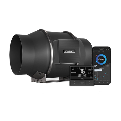 AC Infinity CLOUDLINE PRO T6, Rohrventilator mit Temperatur- und Feuchtigkeitssteuerung 150mm - EigenGrow