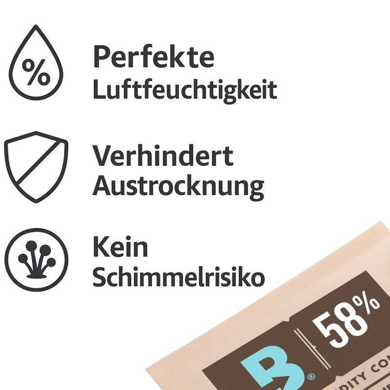 Boveda Feuchtigkeitsregulierung 58% R.H. 8gr.