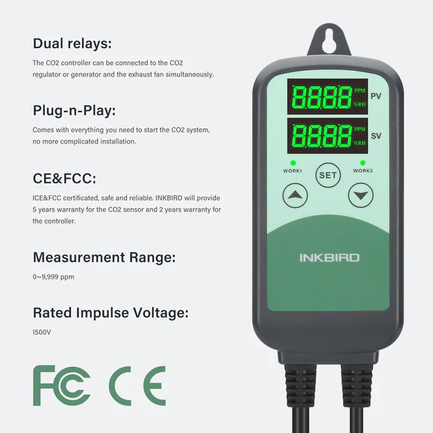 Inkbird ICC-500T+S01 CO2 Controller mit Sensor