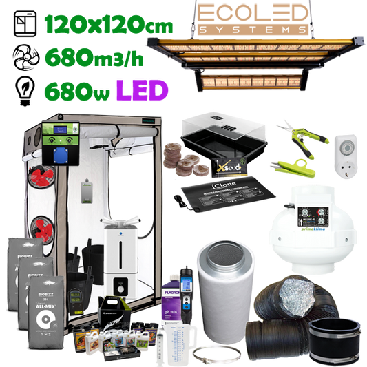 Komplettset 120x120cm - 680w Ecoled - 680m3/h PrimaKlima Abluft - Profi All Inkl. Set - EigenGrow