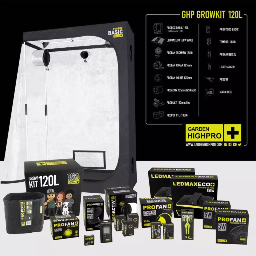 Growbox Set 120x60x180cm | 2x LED 150W | Garden Highpro - EigenGrow