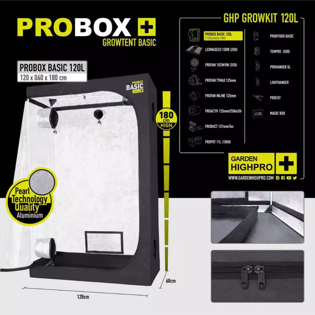 Growbox Set 120x60x180cm | 2x LED 150W | Garden Highpro - EigenGrow
