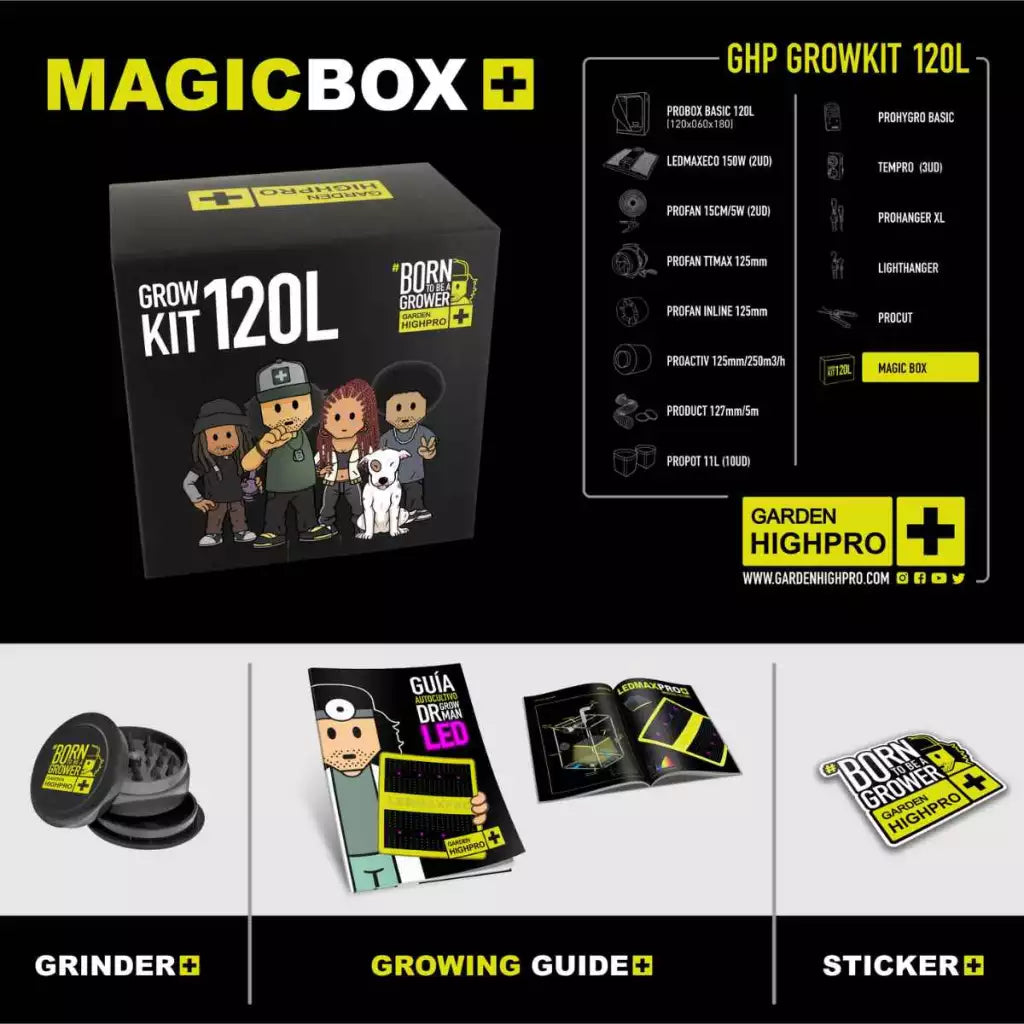 Growbox Set 120x60x180cm | 2x LED 150W | Garden Highpro - EigenGrow