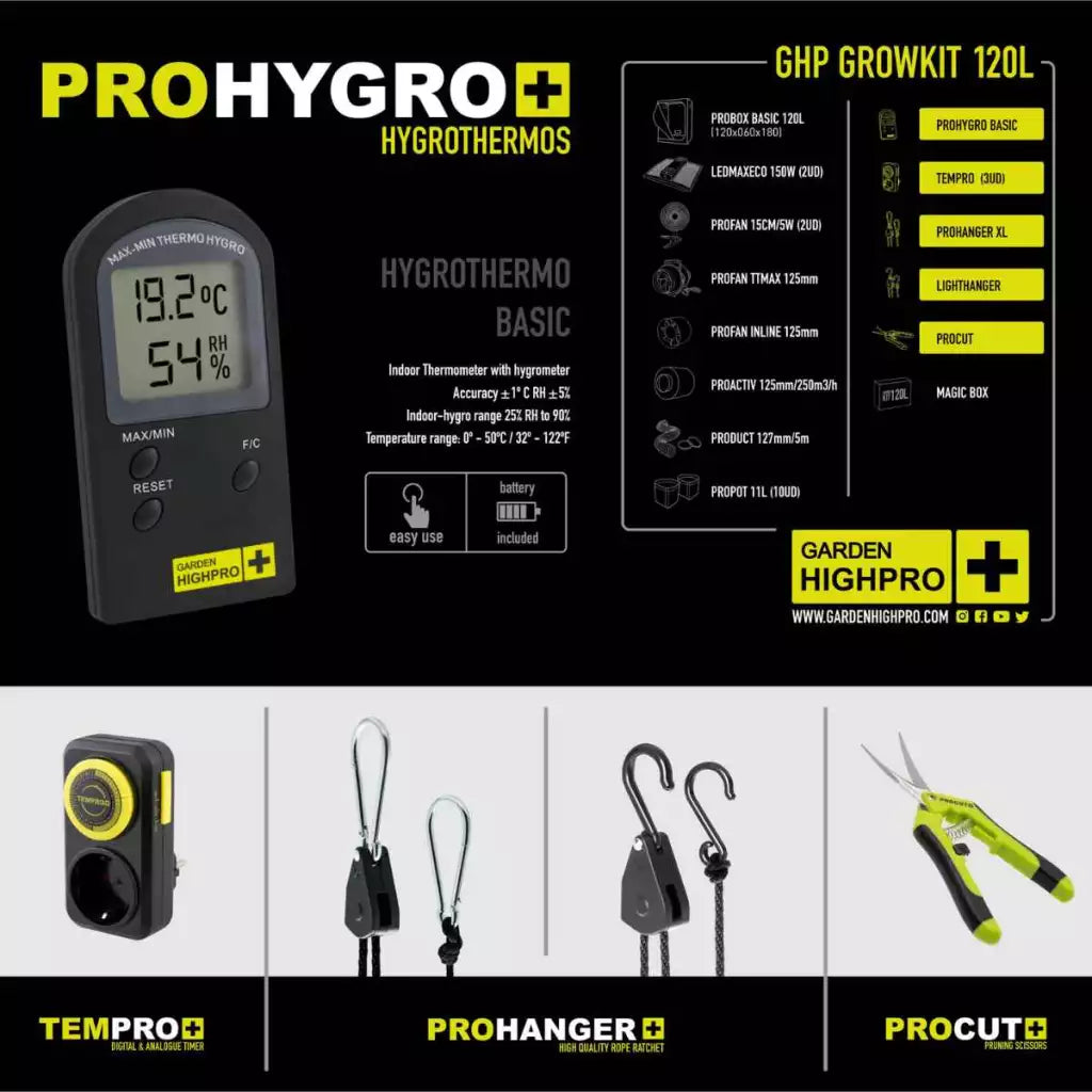 Growbox Set 120x60x180cm | 2x LED 150W | Garden Highpro - EigenGrow