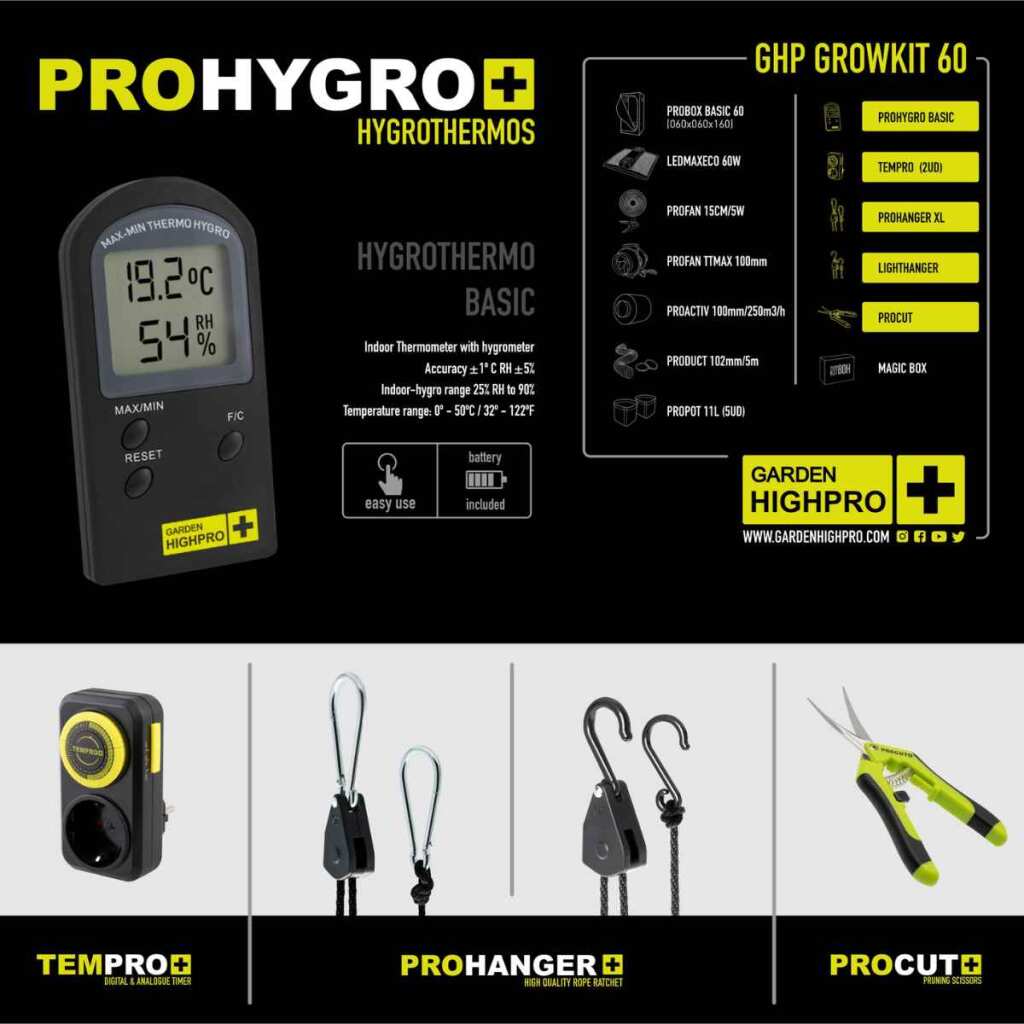 Growbox Set 60x60x160cm | LED mit 60 Watt | Garden Highpro - EigenGrow