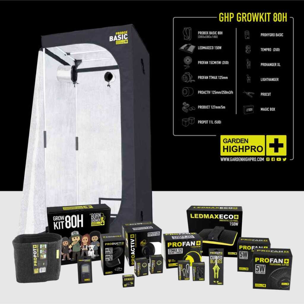 Growbox Set 80x80x180cm | LED mit 150 Watt | Garden Highpro - EigenGrow