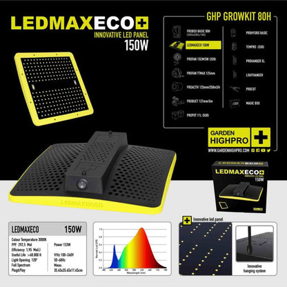 Growbox Set 80x80x180cm | LED mit 150 Watt | Garden Highpro - EigenGrow