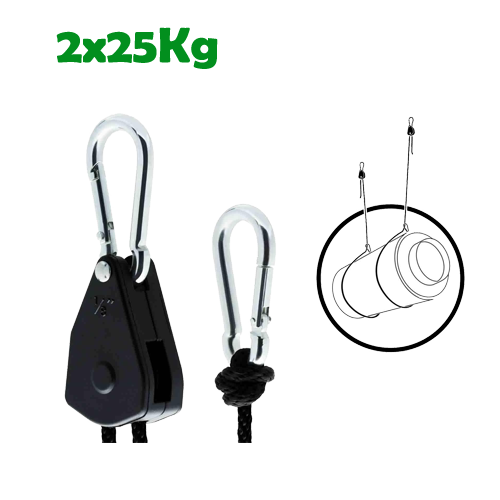 GHP Prohanger Seilratschen-Aufhängungssystem 2er Set 68Kg Großer Karabiner - EigenGrow