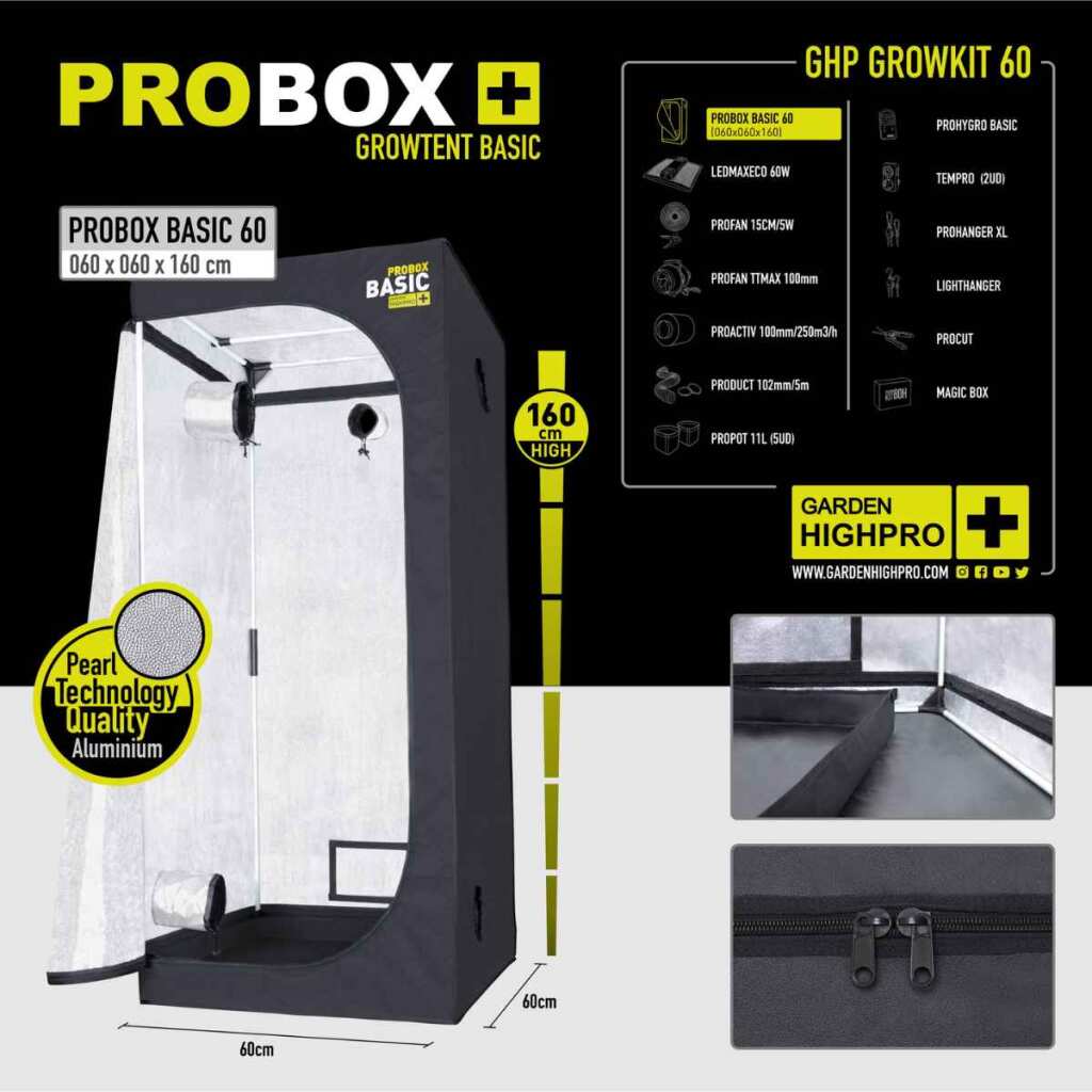 Growbox Set 60x60x160cm | LED mit 60 Watt | Garden Highpro