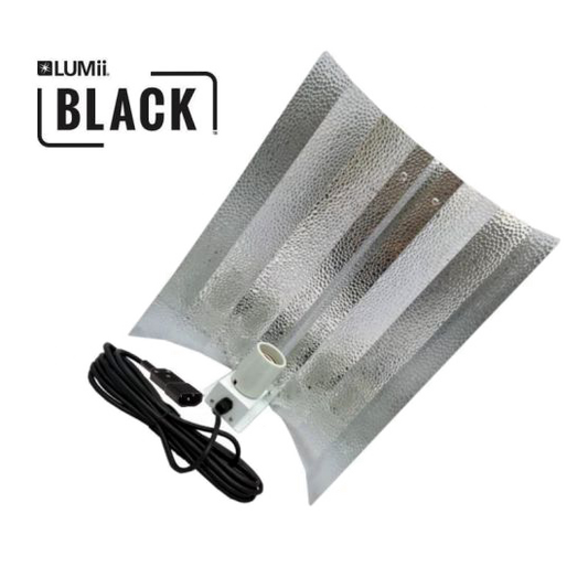 LUMii Black Hammerschlagreflektor mit Fassung&Kabel - EigenGrow