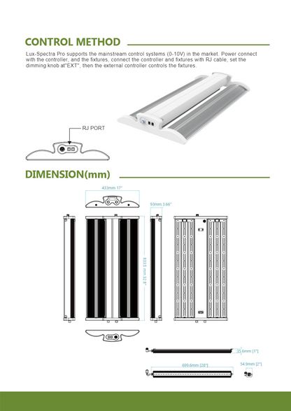 Lux Spectra Pro 480W LED Armatur mit 2,9 μmol - EigenGrow