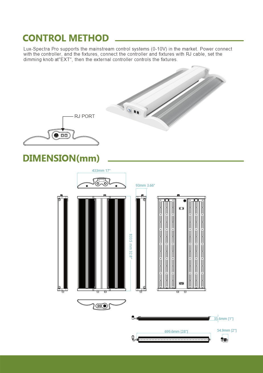 Lux Spectra Pro 480W LED Armatur mit 2,9 μmol