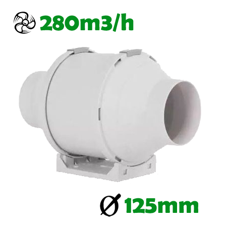 Extraktor | VDL | 2 Stufen | ø125mm | 280m3 | inkl. Netzkabel - EigenGrow
