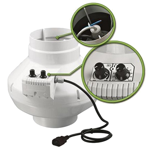 VK EC Fan 125 420m3 mit Geschwindigkeitsregler und Temperatur Sensor - EigenGrow