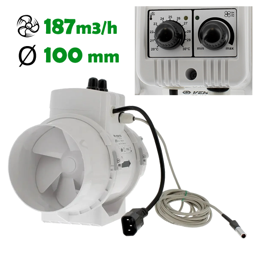 Abluftset TC100 187m3/h Temperaturgesteuert mit 4M Sensor