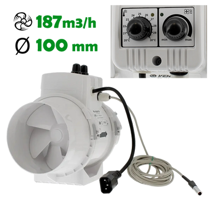 Abluftset TC100 187m3/h Temperaturgesteuert mit 4M Sensor